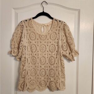 Solitaire Beige Crochet Women's Blouse